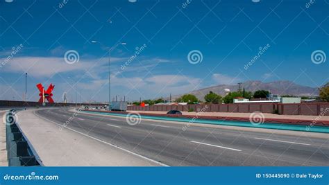 View Towards Downtown El Paso Along The Border Highway Editorial Image