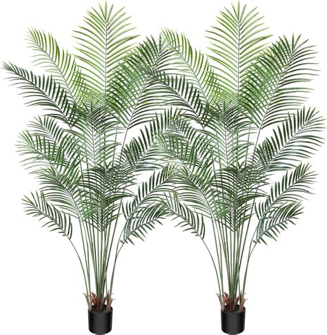 CROSOFMI Artificial Areca Palm Plant 6 5 Feet Fake Tropical Palm Tree