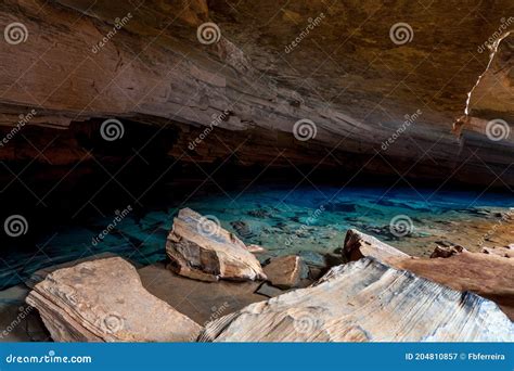 Gruta Azul Blue Cave In Chapada Diamantina Brazil Stock Image