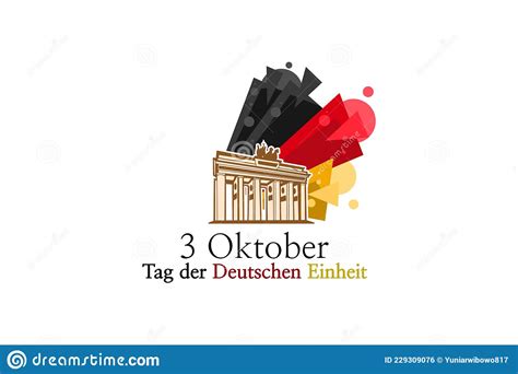 Translation October 3 German Unity Day Vector Illustration Stock