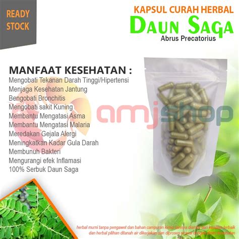 Jual Daun Saga Kapsul Curah Herbal Daun Saga Kapsul Herbal Asma Sakit