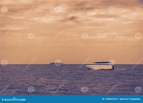 Speed Boat Driving on Purple Ocean Stock Photo - Image of leisure, speedboat: 159683162