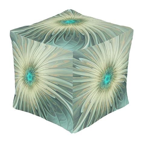 Modern Abstract Fantasy Flower Fractal Art Outdoor Pouf Zazzle