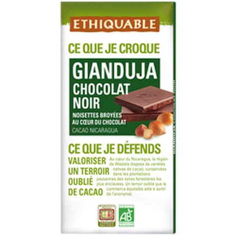 Chocolat Noir Gianduja BIO Ethiquable 100 G Bam Courses Courses