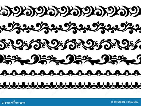 Decorative Seamless Borders Vector Set Stock Vector Illustration Of