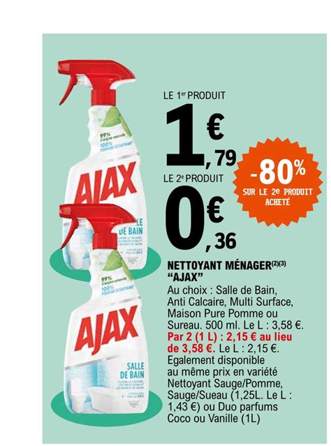 Promo Nettoyant Ménager ajax chez E Leclerc iCatalogue fr