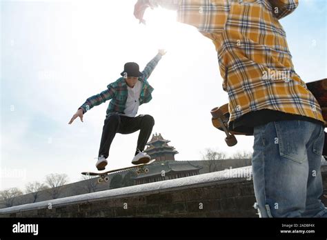 Young People Skateboarding Stock Photo Alamy