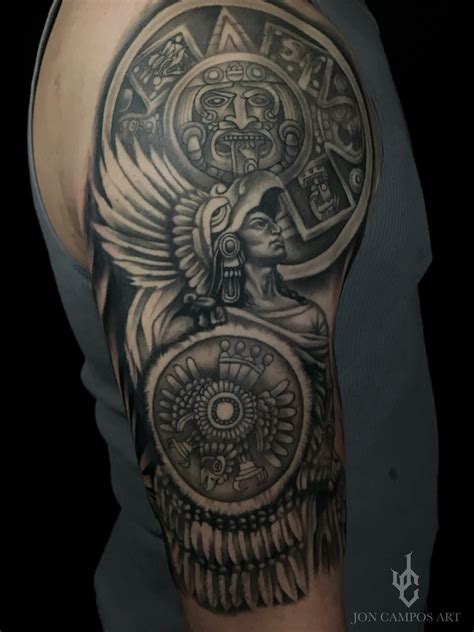 Aztec Warrior Tattoos Half Sleeve