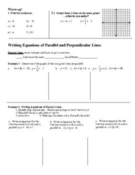 Writing Equations Of Parallel Perpendicular Lines By M T Set