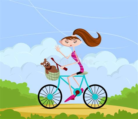 Girl Cycling In The City Stock Vector Illustration Of Celebration 22097502