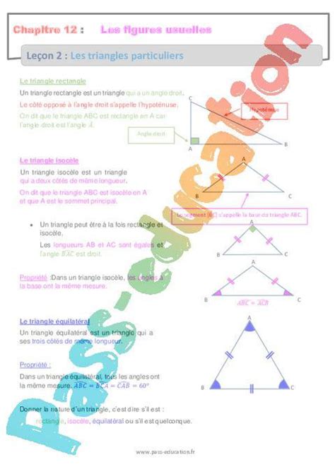 Les triangles particuliers 6ème Séquence complète sur les figures