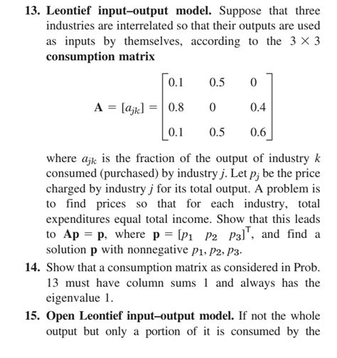 Solved 13 Leontief Input Output Model Suppose That Three Chegg