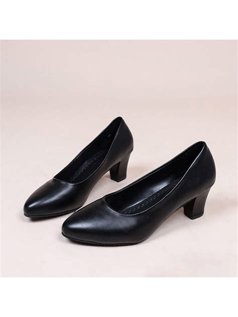 Gomelly Women Chunky Low Heels Closed Toe Casual Dress Pumps Shoes Black 85