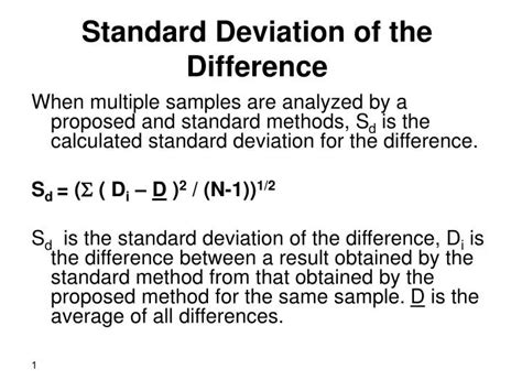 Ppt Standard Deviation Of The Difference Powerpoint Presentation