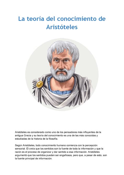 Teoría Del Conocimiento De Aristóteles Apuntes De Historia De La