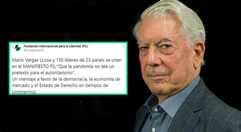 Coronavirus Mario Vargas Llosa y otros líderes firman una carta en