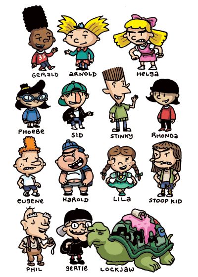 chibi cartoons 90s Nickelodeon 1990s hey arnold characters Nicktoons effingdecaf •