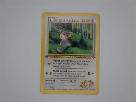 2000 Pokemon Gym Challenge 1st Edition Lt Surge S Rattata 85 132 MINT