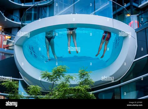 Glass bottomed, see through swimming pool, Yaletown, Vancouver, British ...