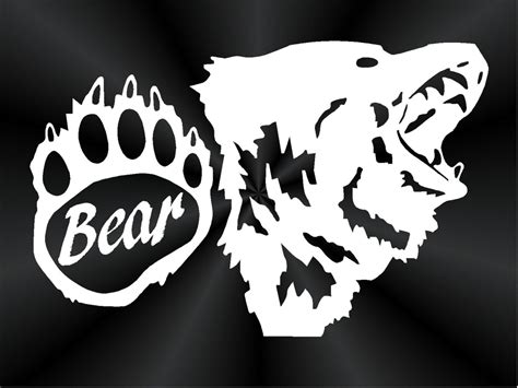 Bear Paw Print With Head Decal Truck Car Window By Trulinedecals