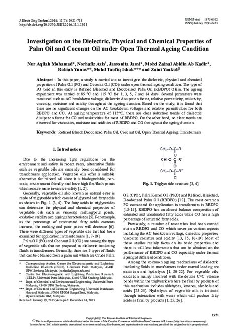 Pdf Investigation On The Dielectric Physical And Chemical Properties