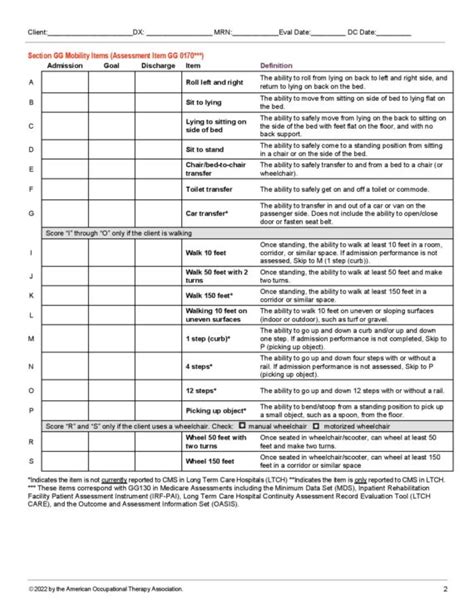 Section Gg Self Care Activities Of Daily Living And Mobility Items