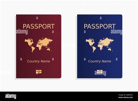 Passport Template In Red And Blue Isolated Passport Cover Design