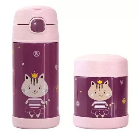 Kit Garrafa E Pote Termico Inox Infantil Clingo Gatinha Milky Shopee