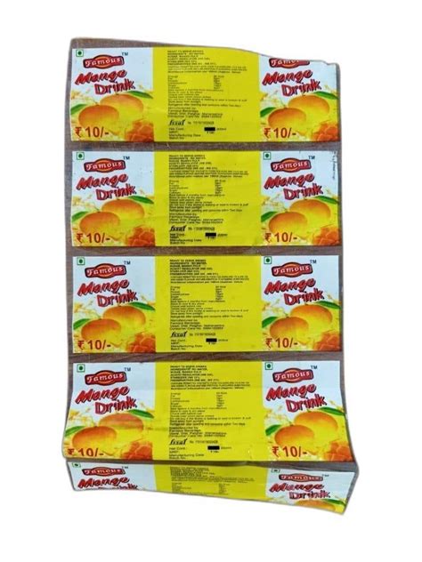 Matte Printed Bopp Mango Drink Packaging Pouch Heat Sealed At Rs