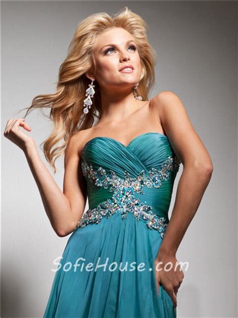 Cute A Line Princess Sweetheart Long Teal Chiffon Prom Dress With Beading