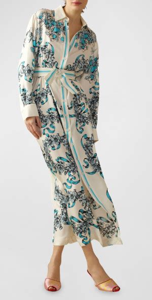 Cynthia Rowley Floral Print Silk Maxi Shirtdress