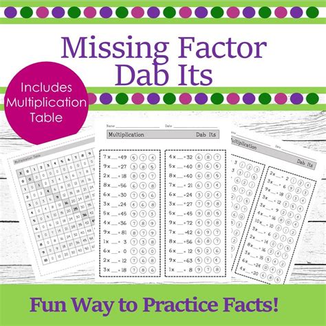 Multiplication Facts Practice Worksheet Dab Itsmissing Factormultiplication Worksheetslearn