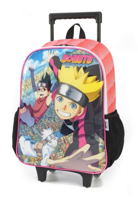 Mochila Rodinhas Escolar Boruto Naruto Vermelha Luxcel Shop Macrozao