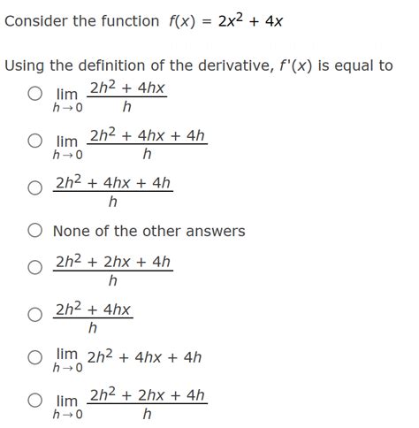 Solved Consider The Function F X 2x2 4x Using The