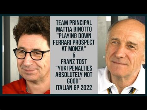 Mattia Binotto Franz Tost Italian Gp Interview Teams Principal Youtube