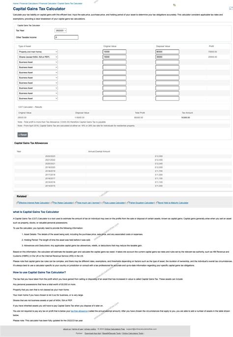 Capital Gains Tax Calculator 2025 - CalculatorFree