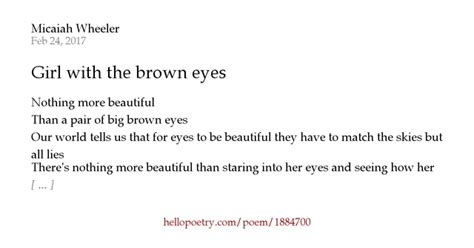 Girl with the brown eyes by Micaiah W - Hello Poetry