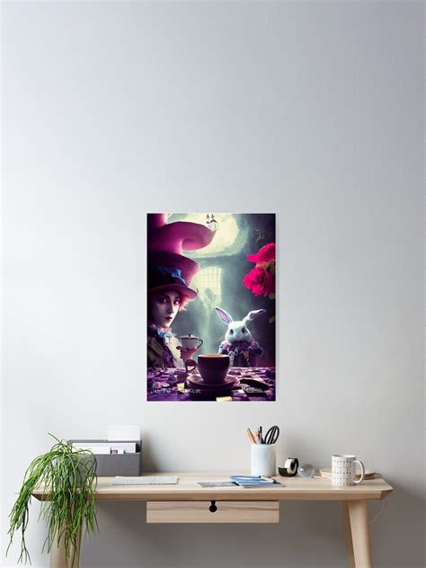 Póster For Sale Con La Obra El Sombrerero Loco Y El Conejo Blanco