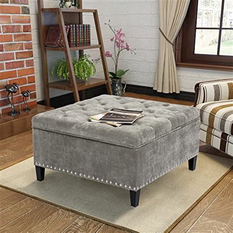 Joveco Square Storage Ottoman Tufted Upholstered Coffee Table Bench