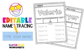 Free Editable Name Tracing Worksheet By Superstar Worksheets Tm Tpt