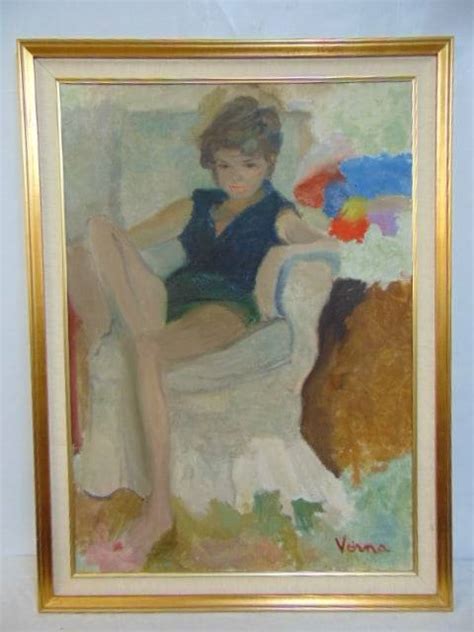 Painting Seated Woman Signed Verna Oil On Canvas 36 By 2525 Auction