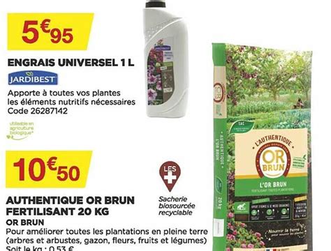 Promo Engrais Universel 1 L Authentique Or Brun Fertilisant 20 Kg Chez