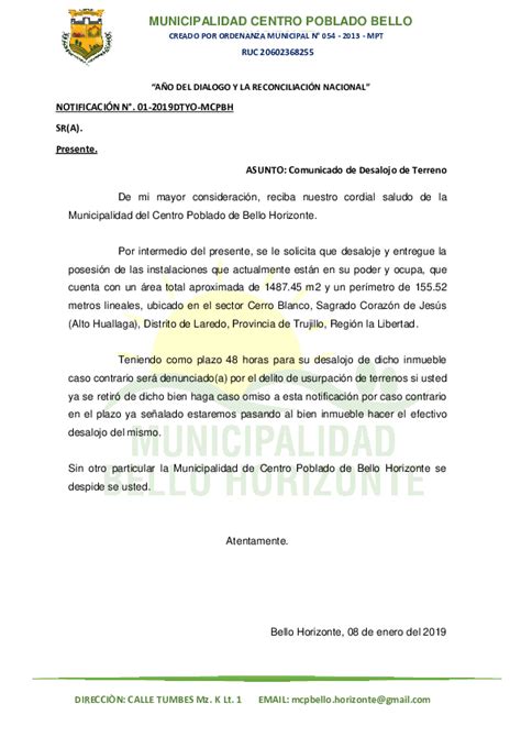 Doc Notificacion De Desalojo