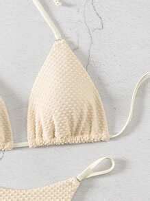 Swim Mod Damen Neckholder Bikini Set Einfarbig für den Urlaub Sexy