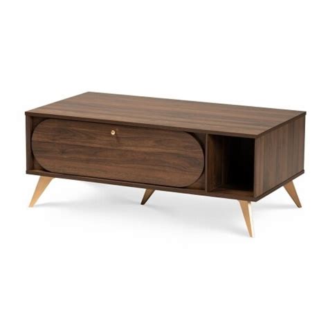 Baxton Studio Edel Mid Century Modern Walnut Brown And Gold Finished