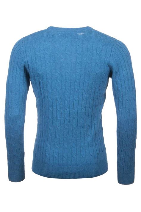 Mens Crew Neck Lambswool Jumper Uk Cable Knit Sweater Rydale