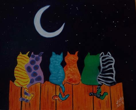 Whimsical Cats By Judy Jones Whimsical Cats Cat Art Print Cat Painting