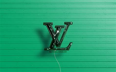 Louis Vuitton 3d Logo Green Realistic Balloons Yellow Wooden