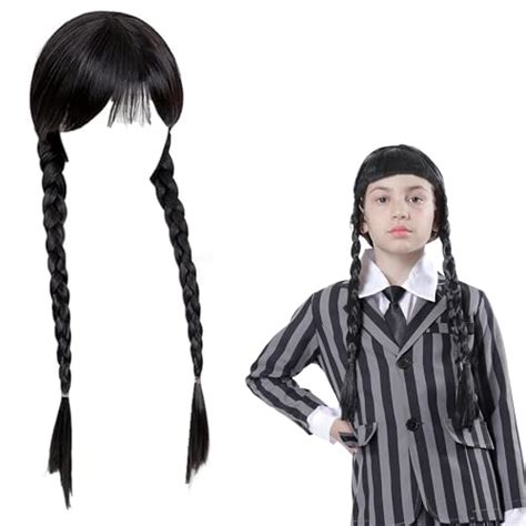 Descuento Peluca Miercoles Addams Niña Y MujerDisfraz Halloween