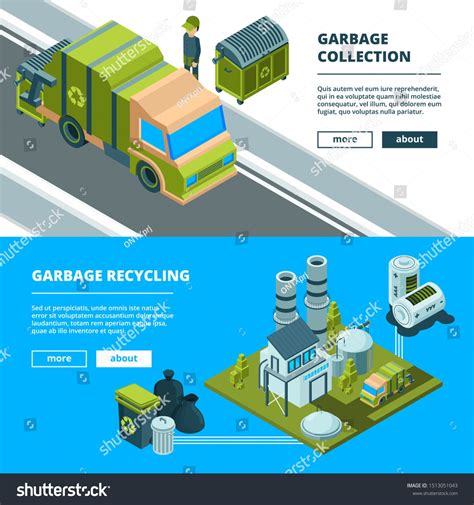 Cleaning Recycling Waste Banners Sorting Garbage Stock Illustration